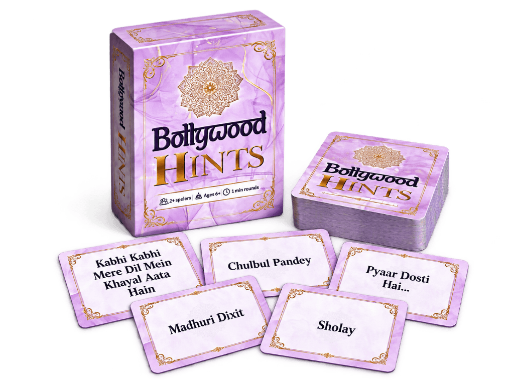 Bollywood Hints speldoos, kaartenset en speelkaarten